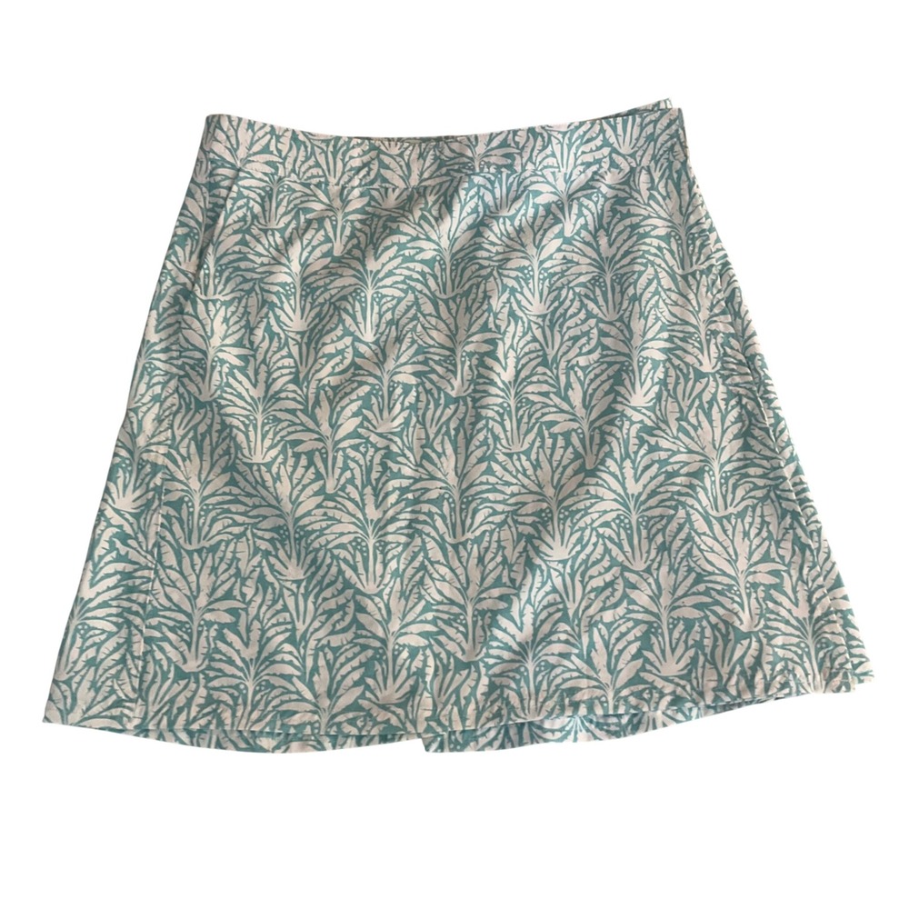 RipSkirt Hawaii Skirt Womens Medium Teal White Tropical Palm Print A-Line Wrap
